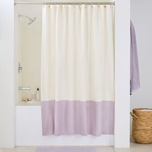 West Elm Cream and Lavender Two-Tone Color Block Shower Curtain - Home Bath